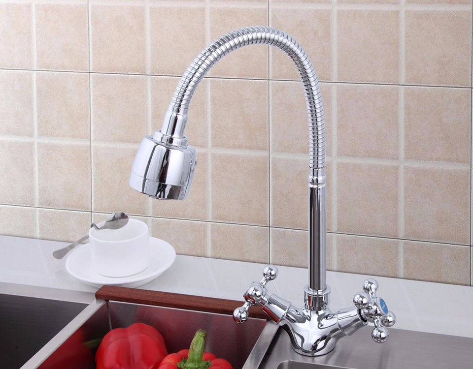 Смеситель д/кухни FRAP F4319 хром /гибкий излив (на гайке, крест, п/об.) - миниатюра №7