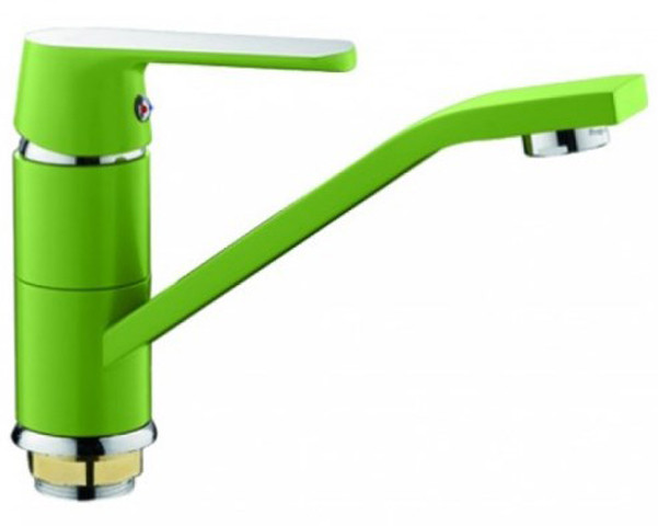 Смеситель д/кухни хром F4533  зеленый  (ф35, короткий гусак 15 см, на гайке)  FRAP - изображение №1