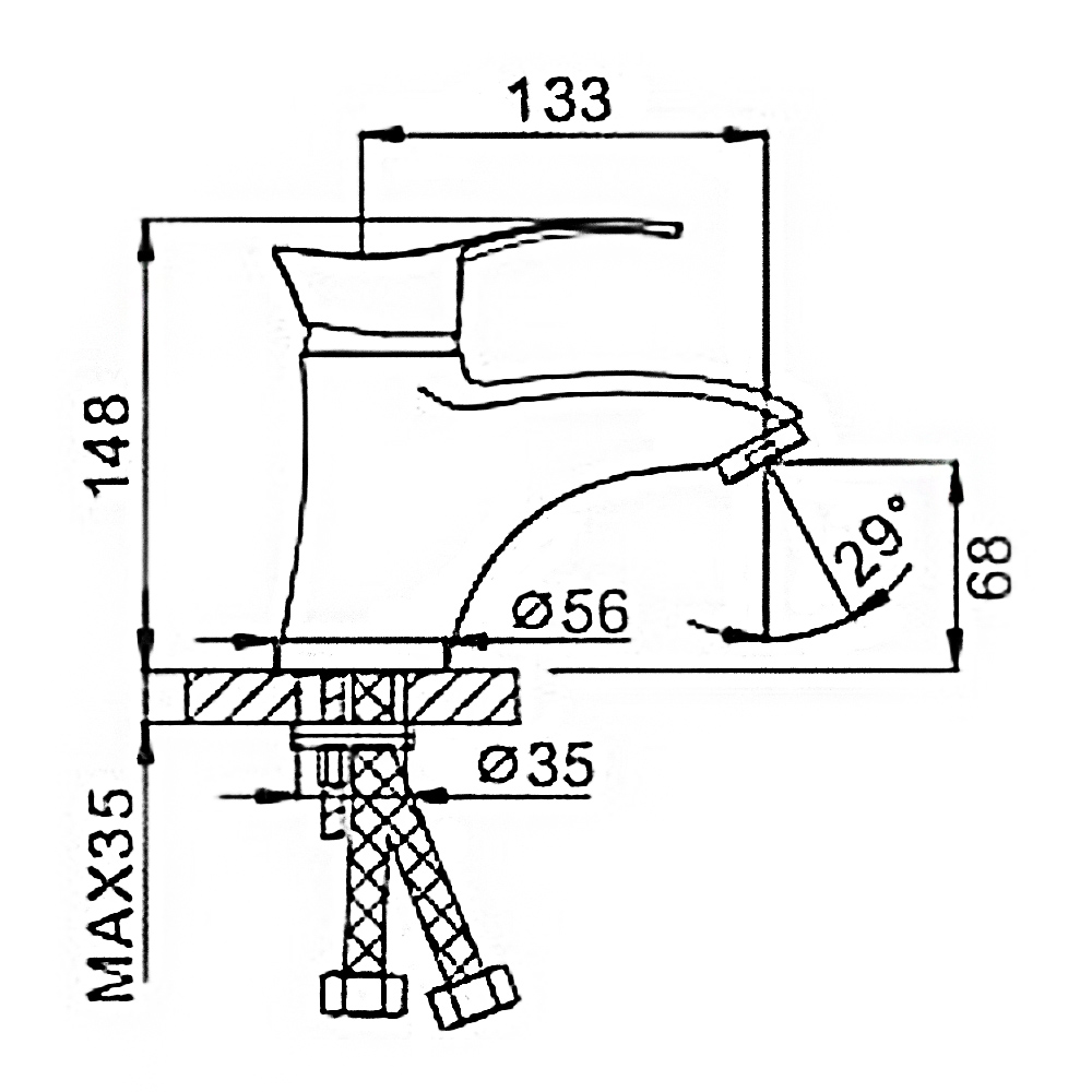 Смеситель д/раковины F1001-1 матовый            (ф40, на шпильке)  FRAР - миниатюра №2
