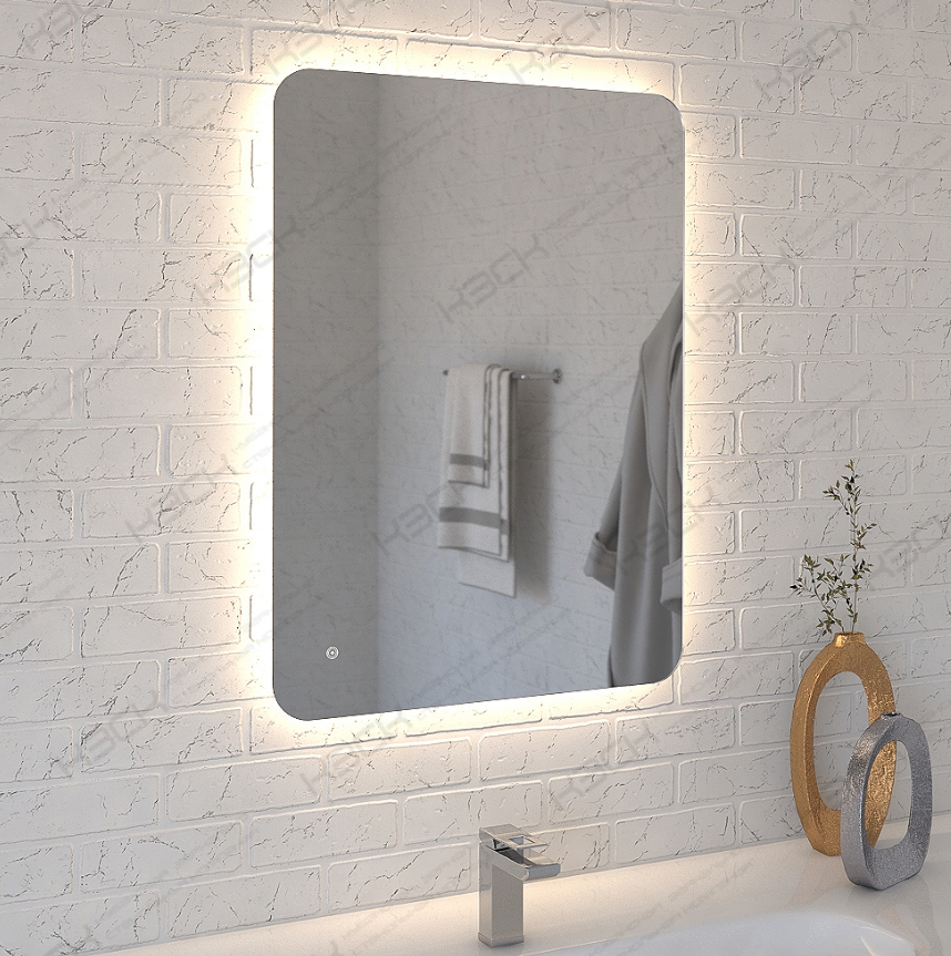 Зеркало  800х600 прямоугольное  LED подс.4000К 9,6 Вт/м с сенс.выкл., унив. крепление КЗСК - Изображение №2