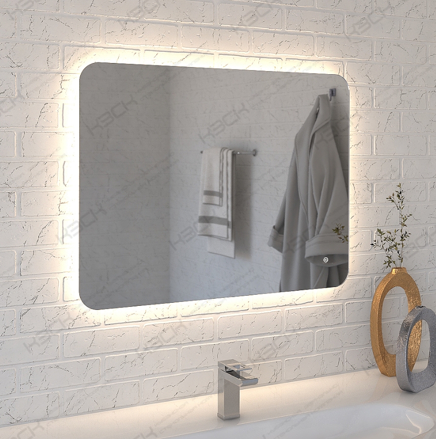 Зеркало  800х600 прямоугольное  LED подс.4000К 9,6 Вт/м с сенс.выкл., унив. крепление КЗСК - Изображение №1