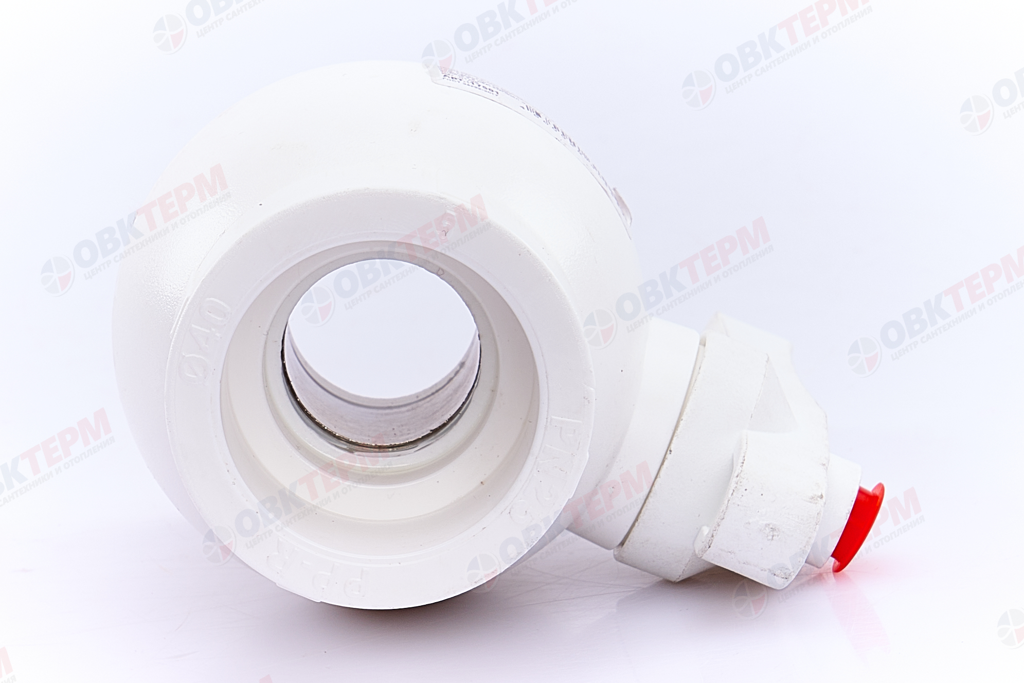 Кран пластиковый шаровый  40  (латунный  шар)  стандарт  БЕЛЫЙ PP-R   (RTP) (20/1) ст.арт17501(12/3) - миниатюра №6