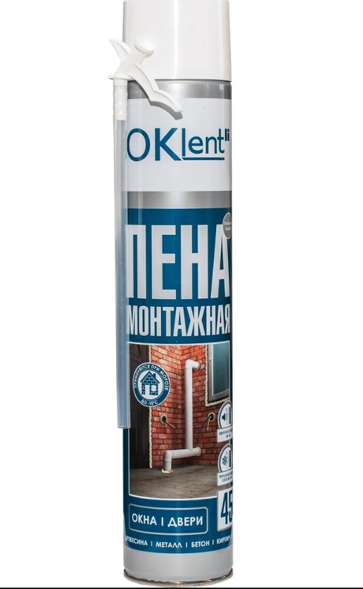 Пена бытовая (руч.) монтажная Oklent 45  1000 мл (600гр680./16 шт.) - Изображение №2