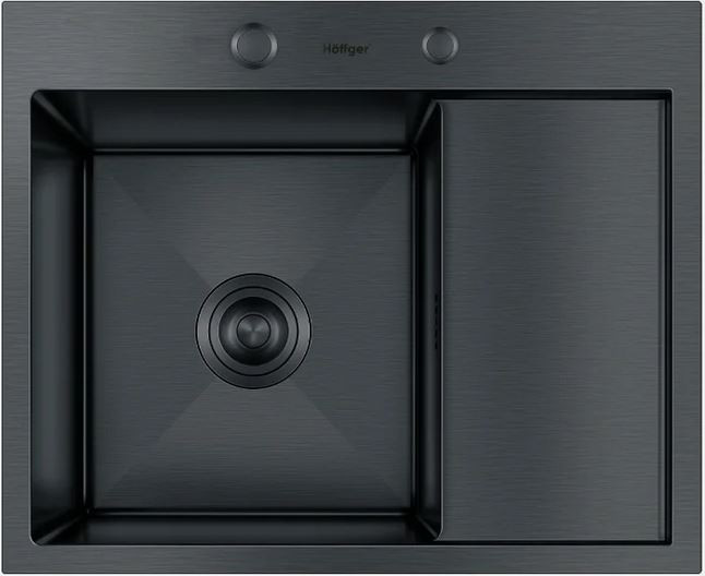Мойка HOFFGER 5848-L BLACK /сифон /1+3мм 580*480*210мм (8шт/ящ) - Изображение №1
