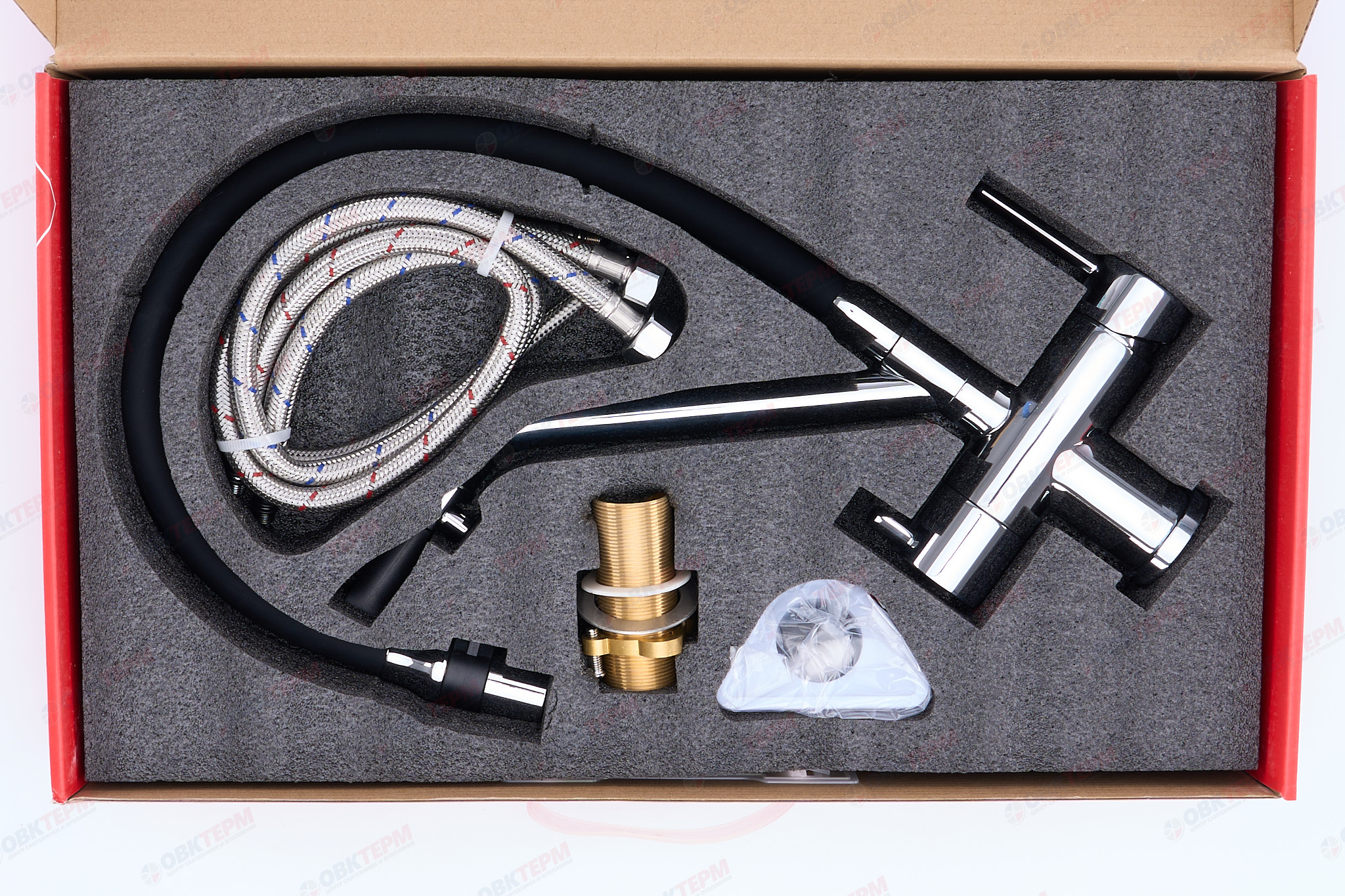 Смеситель д/кухни под ФИЛЬТР KOER KB-72006-01 (Цвет хром+силик.излив черный) (8шт/ящ) - миниатюра №6