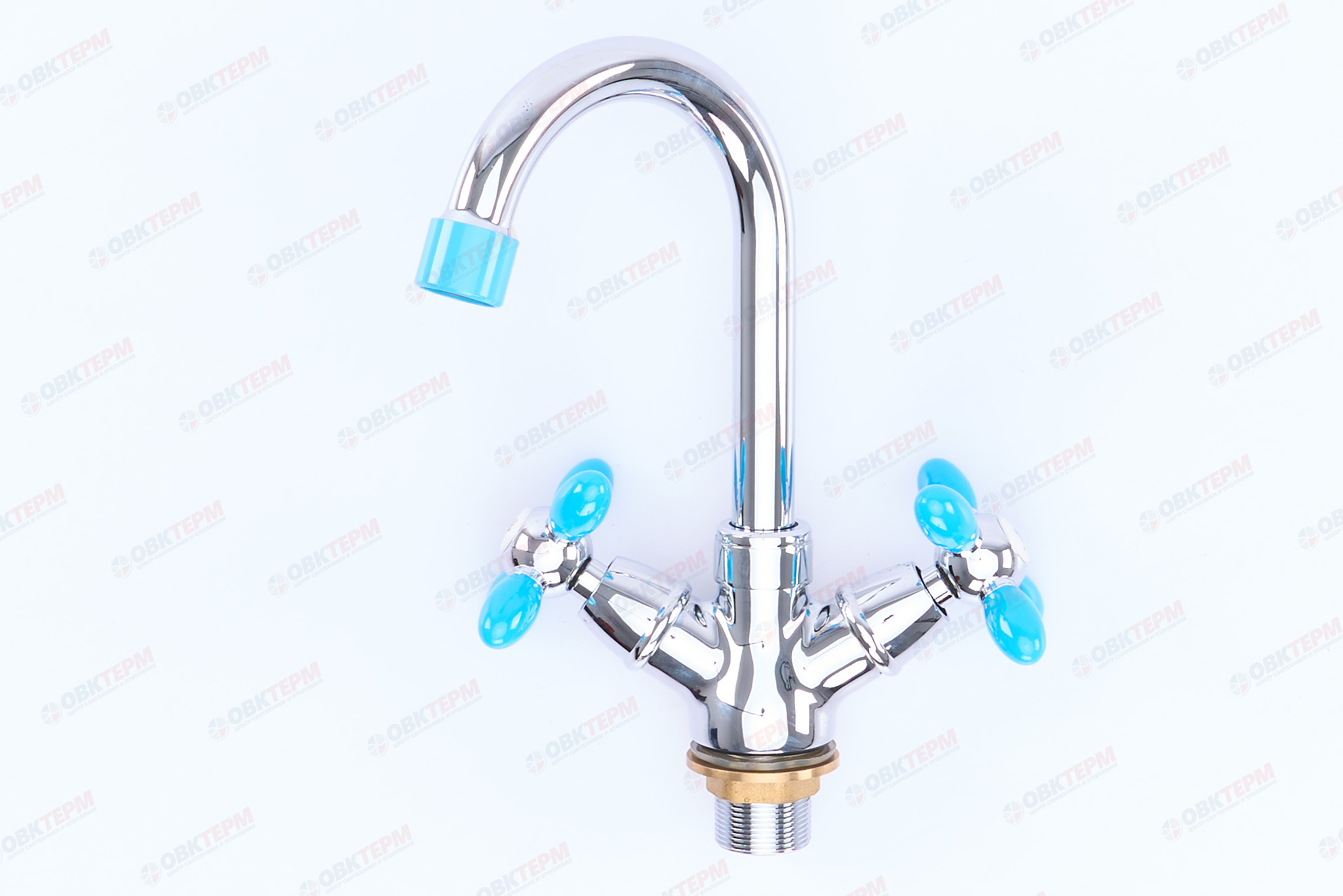 Смеситель д/умывальника буксовый ZERIX ROM-001 LR81010B голубой (10 шт/ящ) - Изображение №3