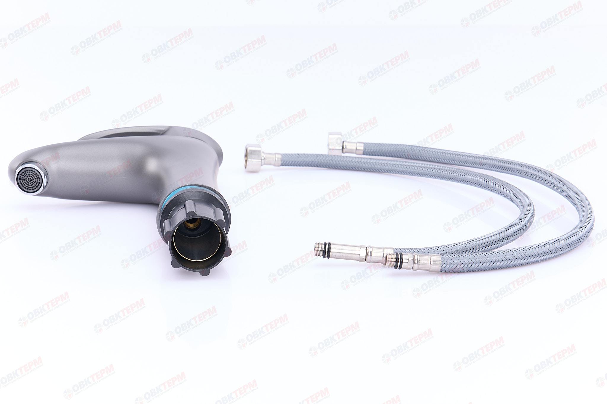 Смеситель д/умывальника PLAMIX CEZAR-001 SET Graphite (с подводкой) (20 шт/ящ) - Изображение №4