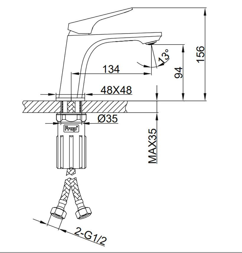 Смеситель д/умывальника FRAР F1087-9 латунь /оружейная сталь (Ø35, на гайке) (10 шт) - миниатюра №3