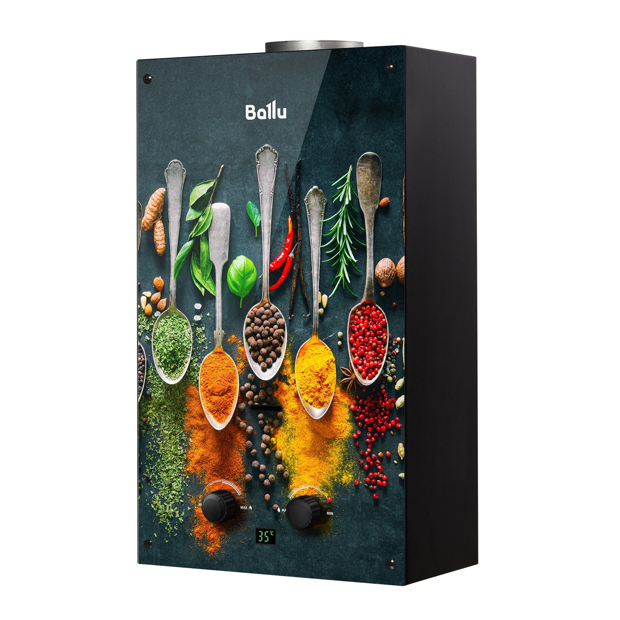 Колонка газовая Ballu GWH   10 Fiery Glass Curry (черная)  (10л/20кВт) - Изображение №1