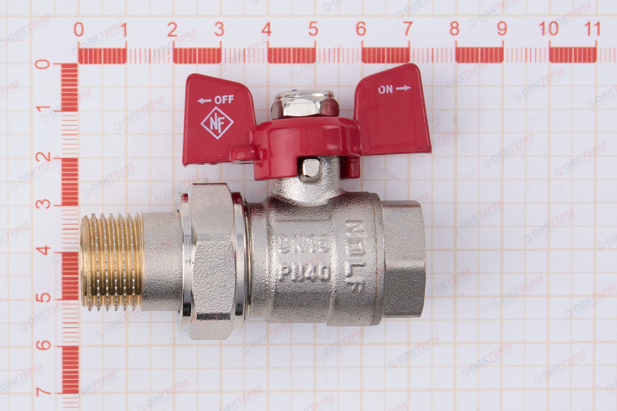 Кран шаровый  с американкой  NOLF Classic        1/2" ВН   бабочка    ПРЯМОЙ  (96/12) - миниатюра №7