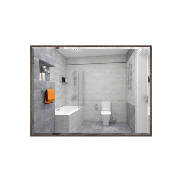 Зеркало  800х600 прямоугольное  с фацетом на бронзовом алюм профиле, универс. крепл. КЗСК - Изображение №1