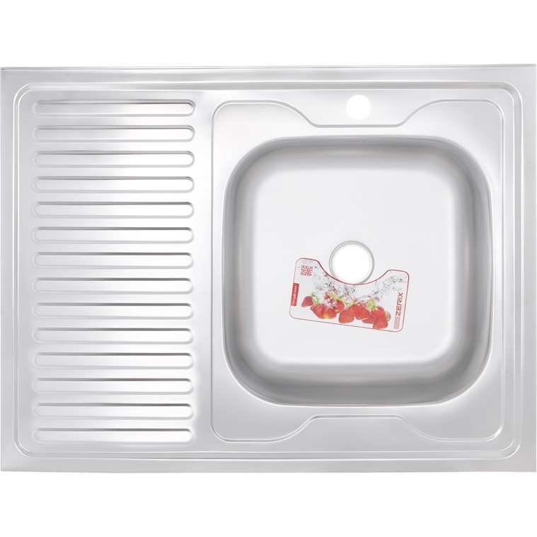 ZERIX мойка Z8060R-08-180MD (micro decor) НАКЛАДНАЯ \ с сифоном (10шт/ящ) - изображение №1