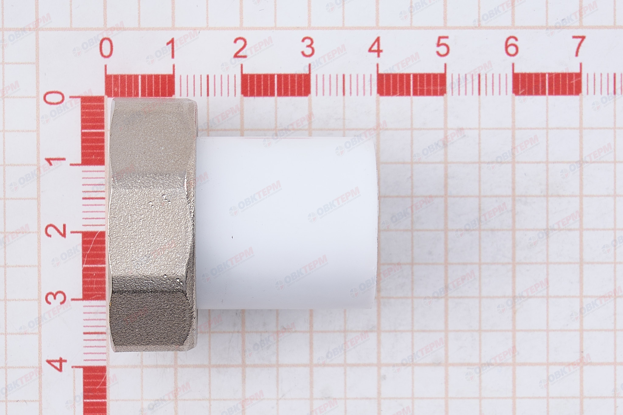 Штуцер с накидной гайкой 25* 1"     (VALFEX)  белый   (200/50) - миниатюра №6