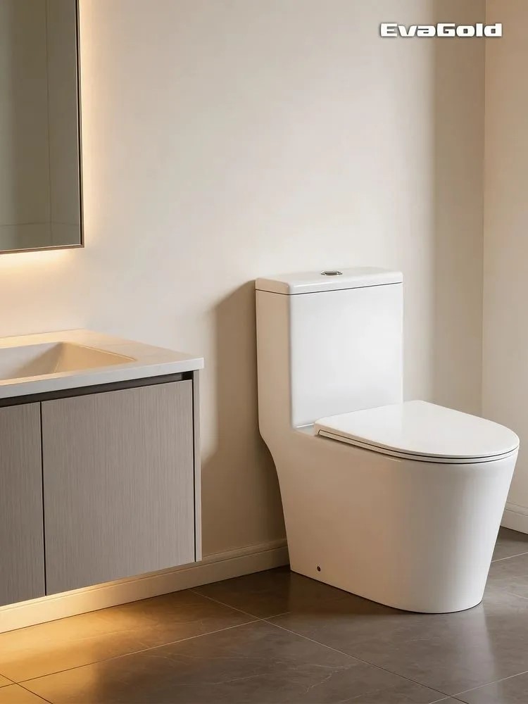 Унитаз-моноблок EVA GOLD EG407T, (безободковый ,сиденье тонкое ДП,арматура с гофрой и подводкой) - Изображение №5