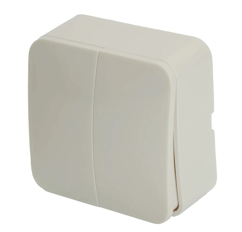 Выключатель открытой установки 2-клавишный , 250В, 10А, IP20, серия София, белый, MSW10-20-01 - Изображение №1