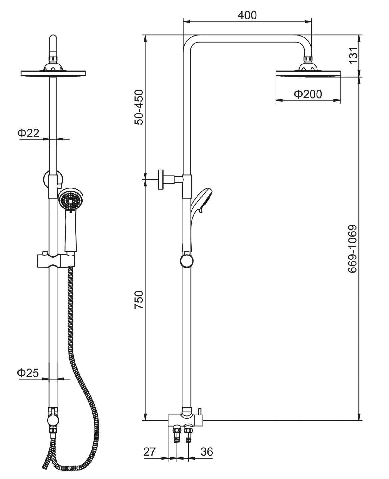 Душ/система ZERIX SK-002W (LR2400) (без смесителя) (10 шт/ящ) - Изображение №2