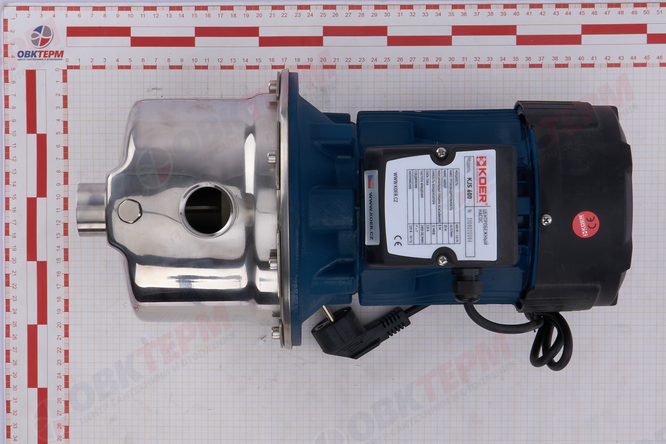 Насос центробежный  KJS 600 KOER (нерж)   (0,6кВт/40л.м./35м.) - миниатюра №7