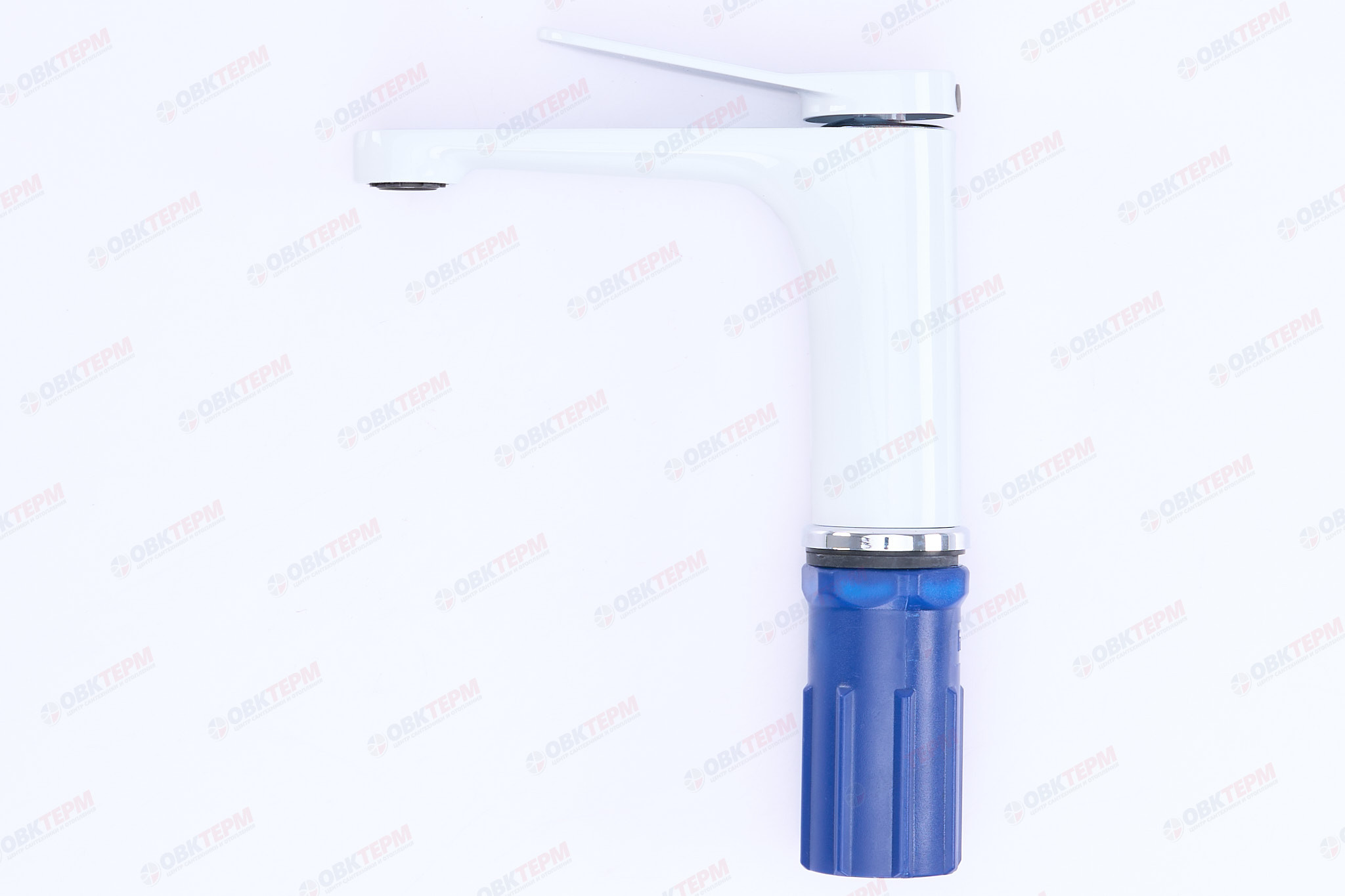 Смеситель д/умывальника FRAР F1045 белый/хром (Ø35, аэратор М24, на гайке) - миниатюра №9