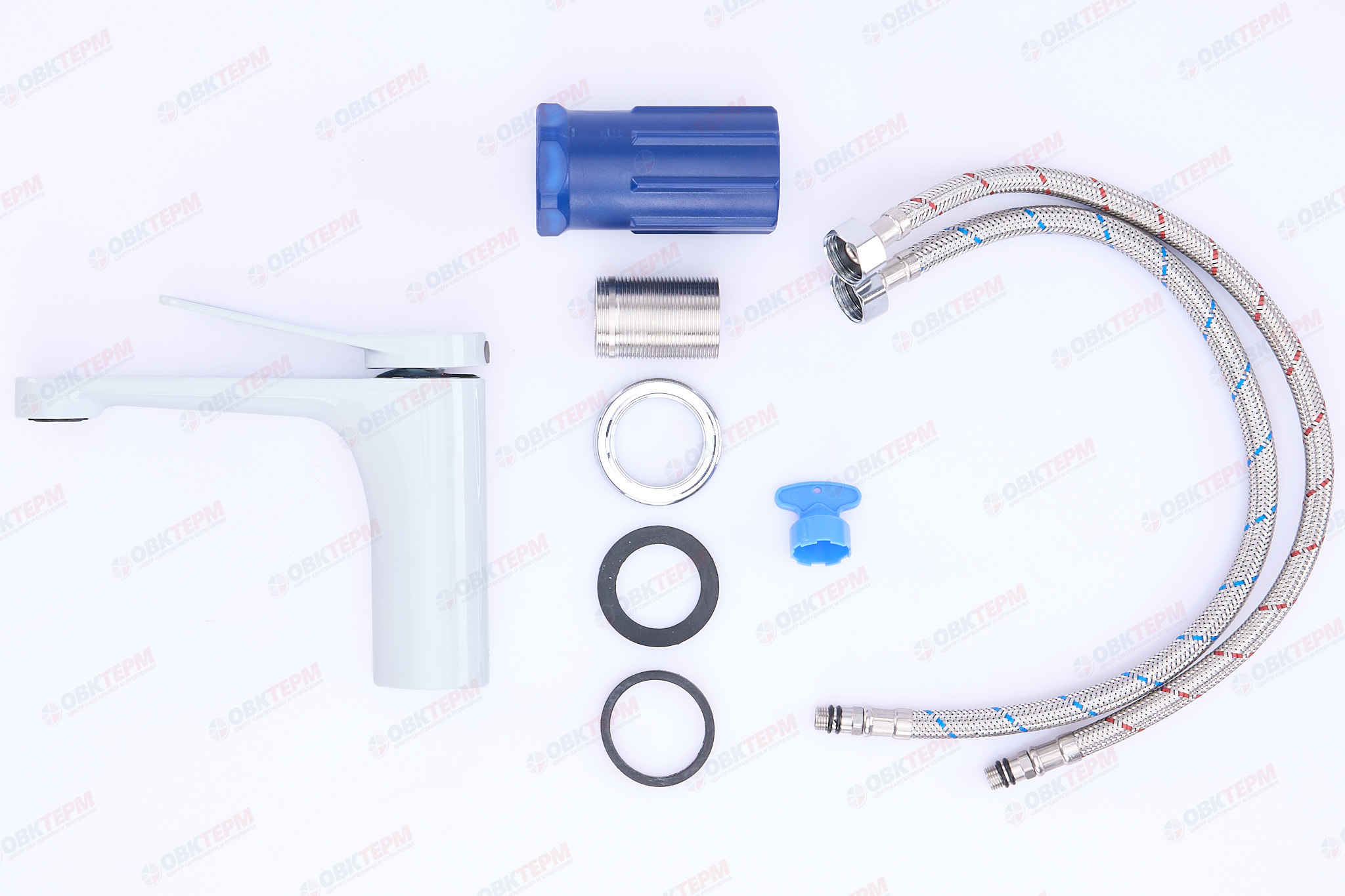 Смеситель д/умывальника FRAР F1045 белый/хром (Ø35, аэратор М24, на гайке) - миниатюра №10