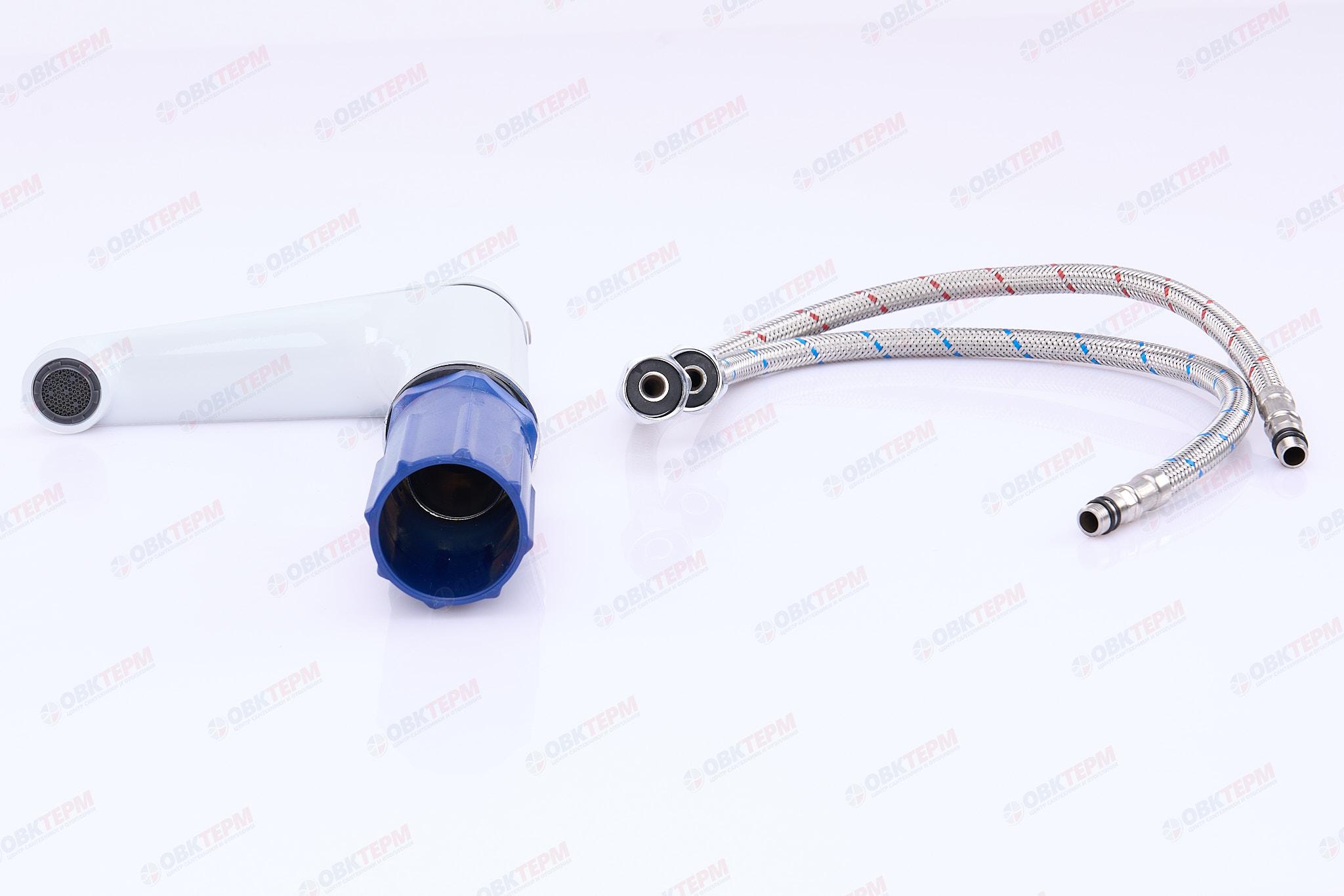 Смеситель д/умывальника FRAР F1045 белый/хром (Ø35, аэратор М24, на гайке) - миниатюра №11