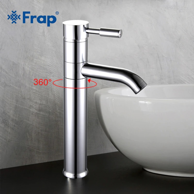 Смеситель д/раковины хром F1052-2  (ф40, на шпильке, поворотный высокий гусак) FRAP - миниатюра №7