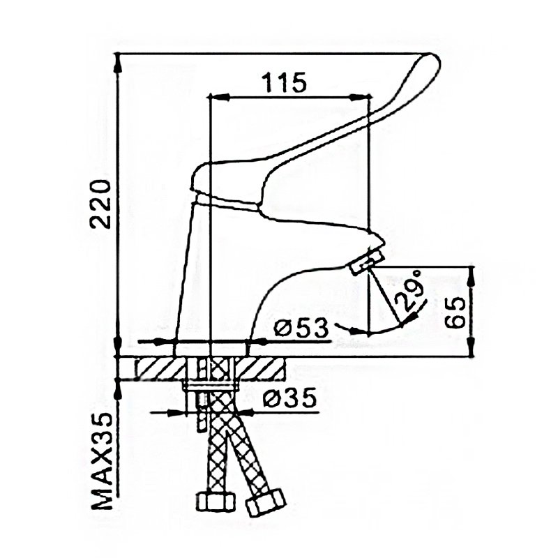 Смеситель д/раковины хром F1054             (ф40, на шпильке)  FRAР - миниатюра №7