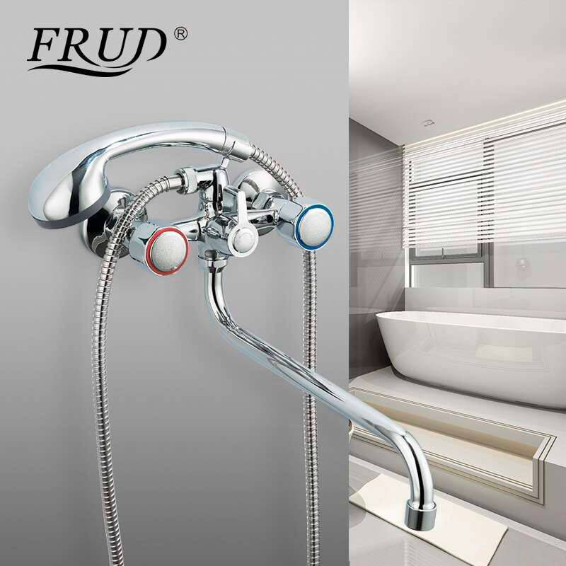 Смеситель д/ванны FRUD R22109  хром (длинный гусак,евро перекл. 180,  шар, п/об) - миниатюра №8
