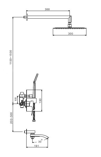 Душ/система  бронза  G7107-4  встроенный     GAPPO - миниатюра №2