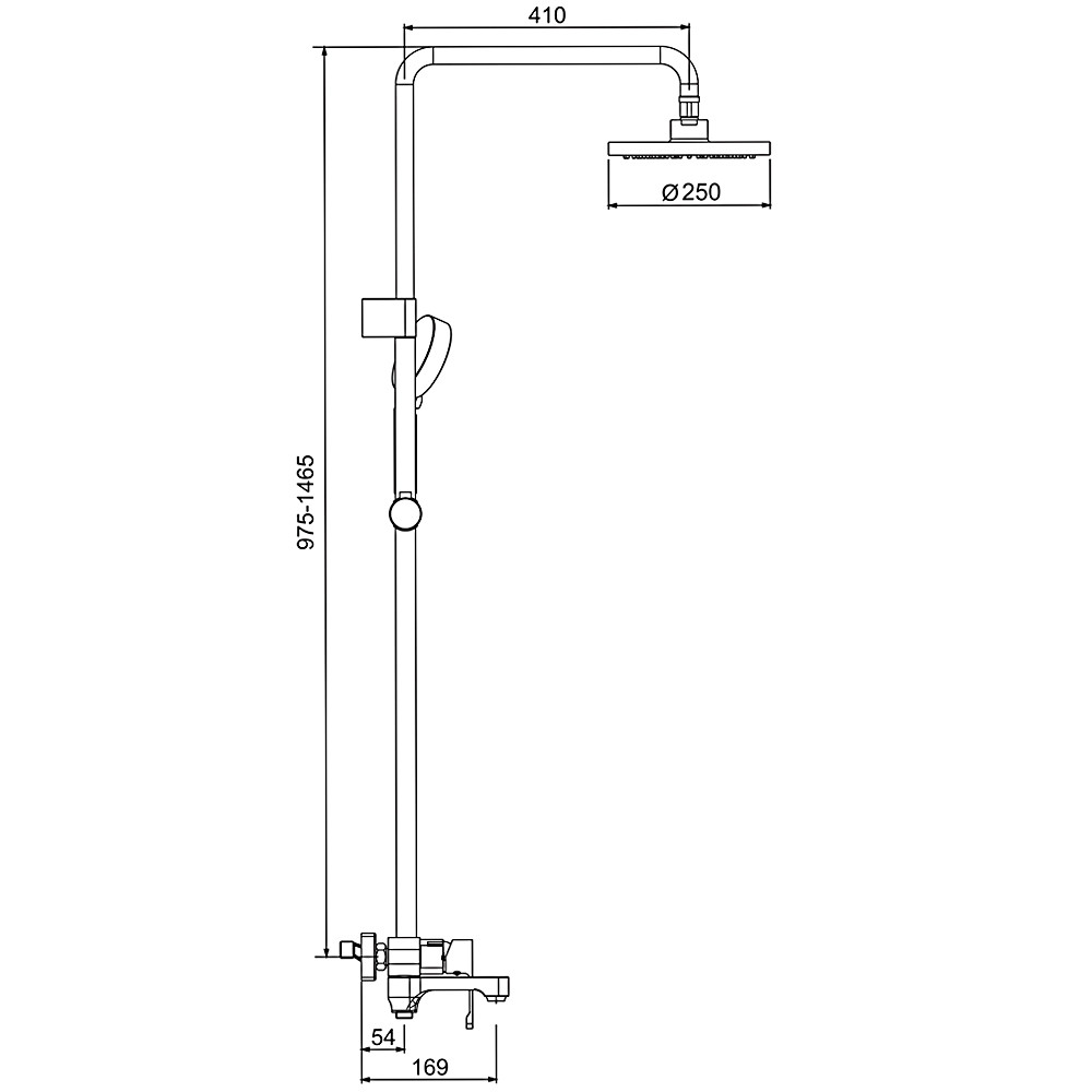Душ/система GAPPO G2402 латунь/хром /лейка 3 реж /тропический душ 250мм - Изображение №2