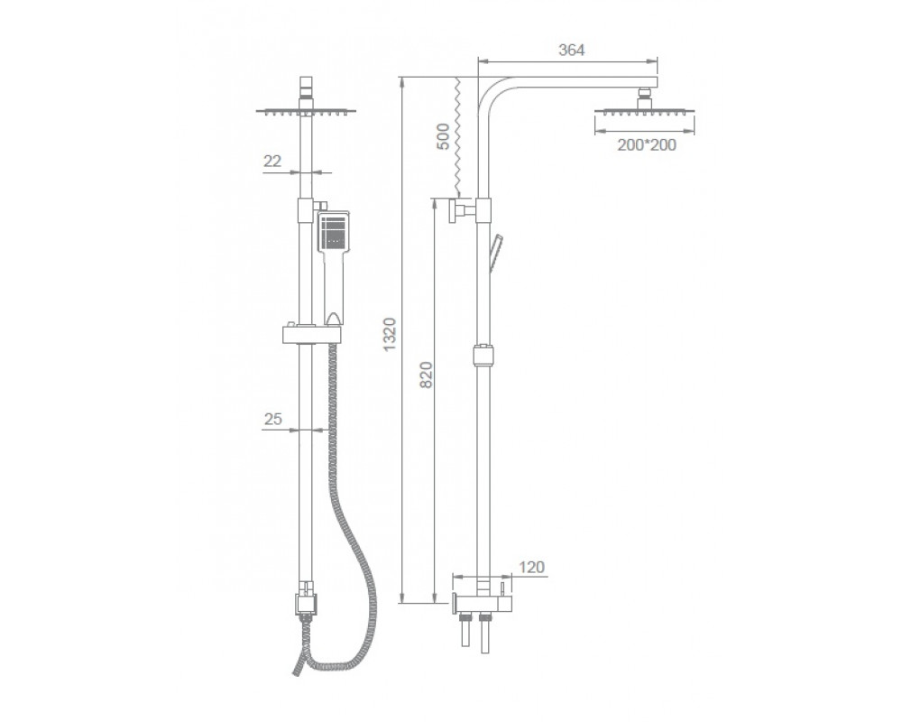 Душ/система без смесителя GAPPO G2408 латунь/хром /лейка 1 реж /тропический душ 250х250мм, - миниатюра №7