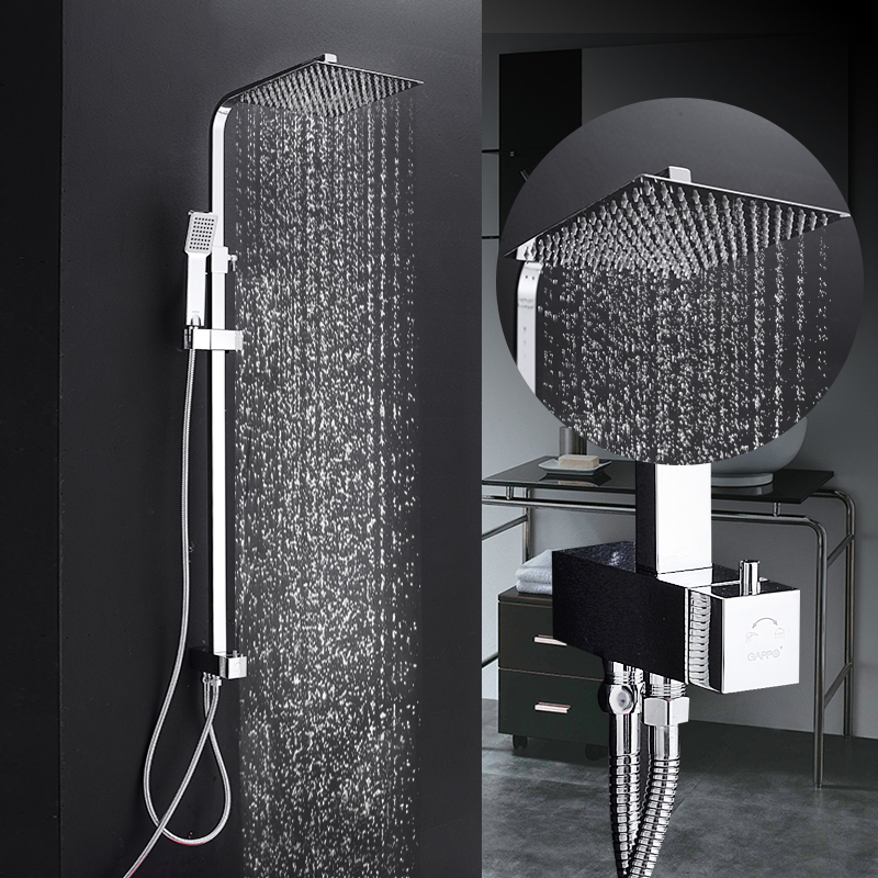 Душ/система без смесителя GAPPO G2408 латунь/хром /лейка 1 реж /тропический душ 250х250мм, - миниатюра №6