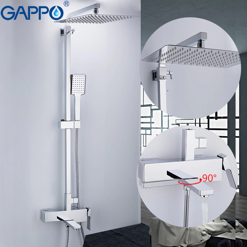 Душ/система GAPPO G2418 латунь/хром /лейка 1 реж /тропический душ 300х300мм - миниатюра №7