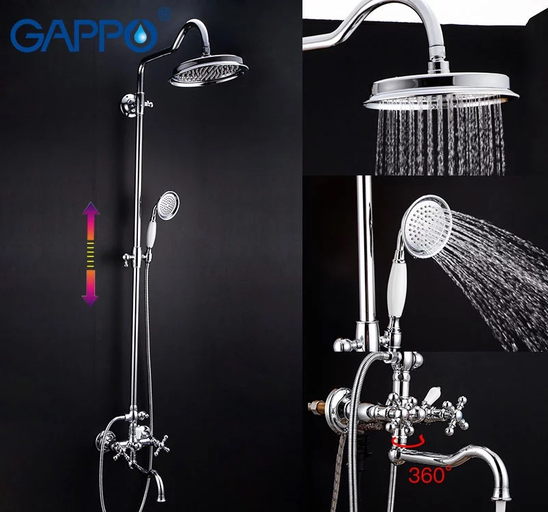 Душ/система GAPPO G2489 латунь/хром /1 реж /тропический душ 220мм - Изображение №3
