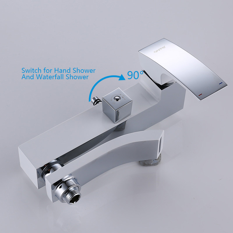 Душ/система GAPPO G2407-8 латунь/хром/белый /лейка 2 реж /тропический душ 300х200мм - Изображение №2