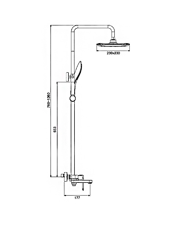 Душ/система GAPPO G2448 латунь/хром/белый /лейка 1 реж /тропический душ 230х230мм - миниатюра №6