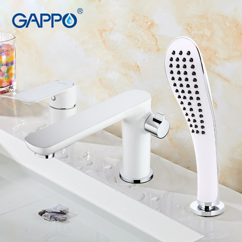 Смеситель в борт ванны GAPPO G1148 латунь /белый/хром, Ø35мм, лейка 1 реж - Изображение №5