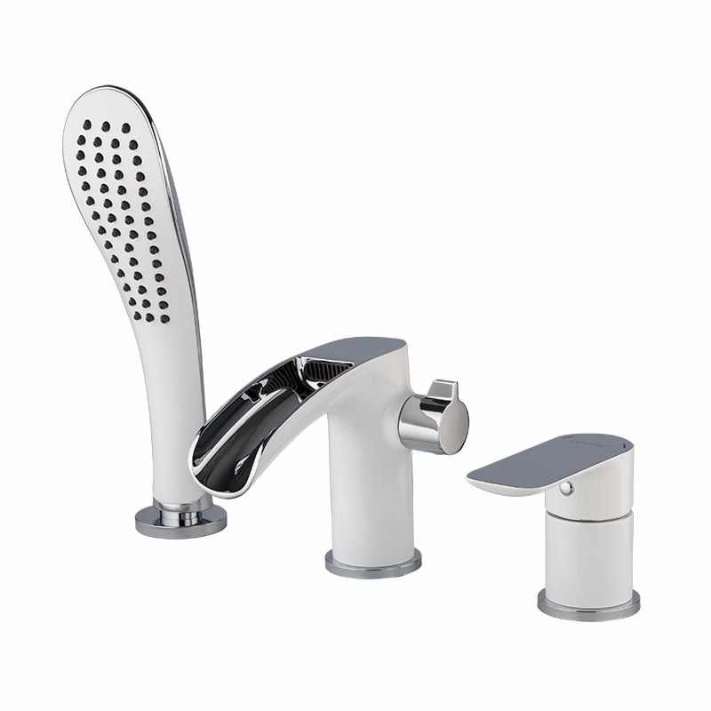 Смеситель врезной, в борт ванны, белый/хром, Ø35мм, лейка 1 реж., G1148-8,  GAPPO - Изображение №1