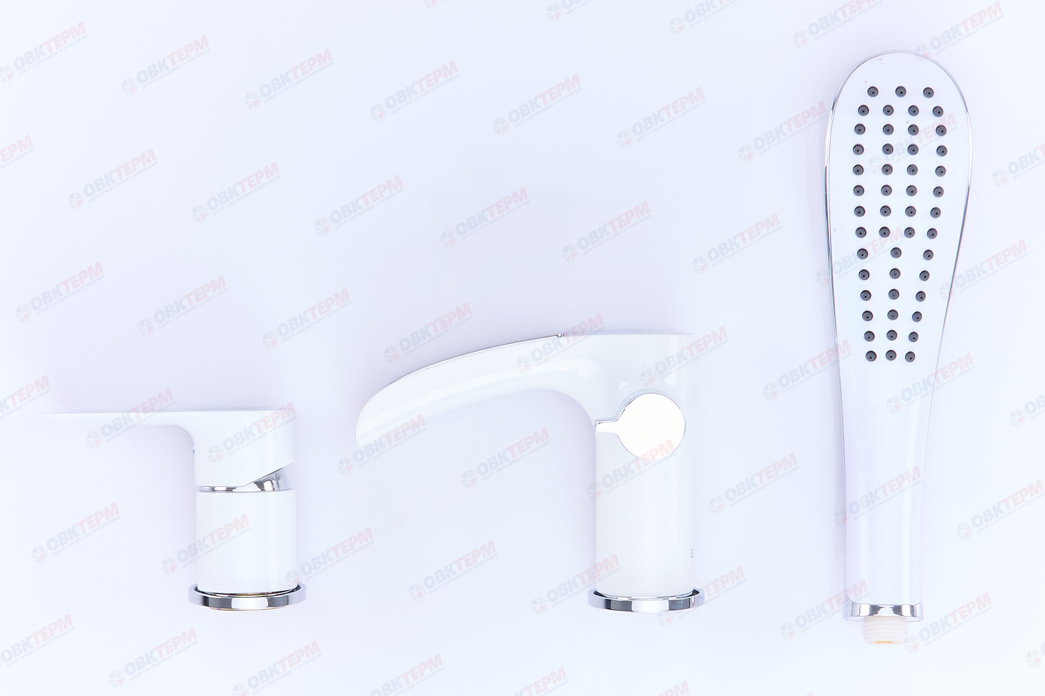 Смеситель врезной, в борт ванны, белый/хром, Ø35мм, лейка 1 реж., G1148-8,  GAPPO - миниатюра №7