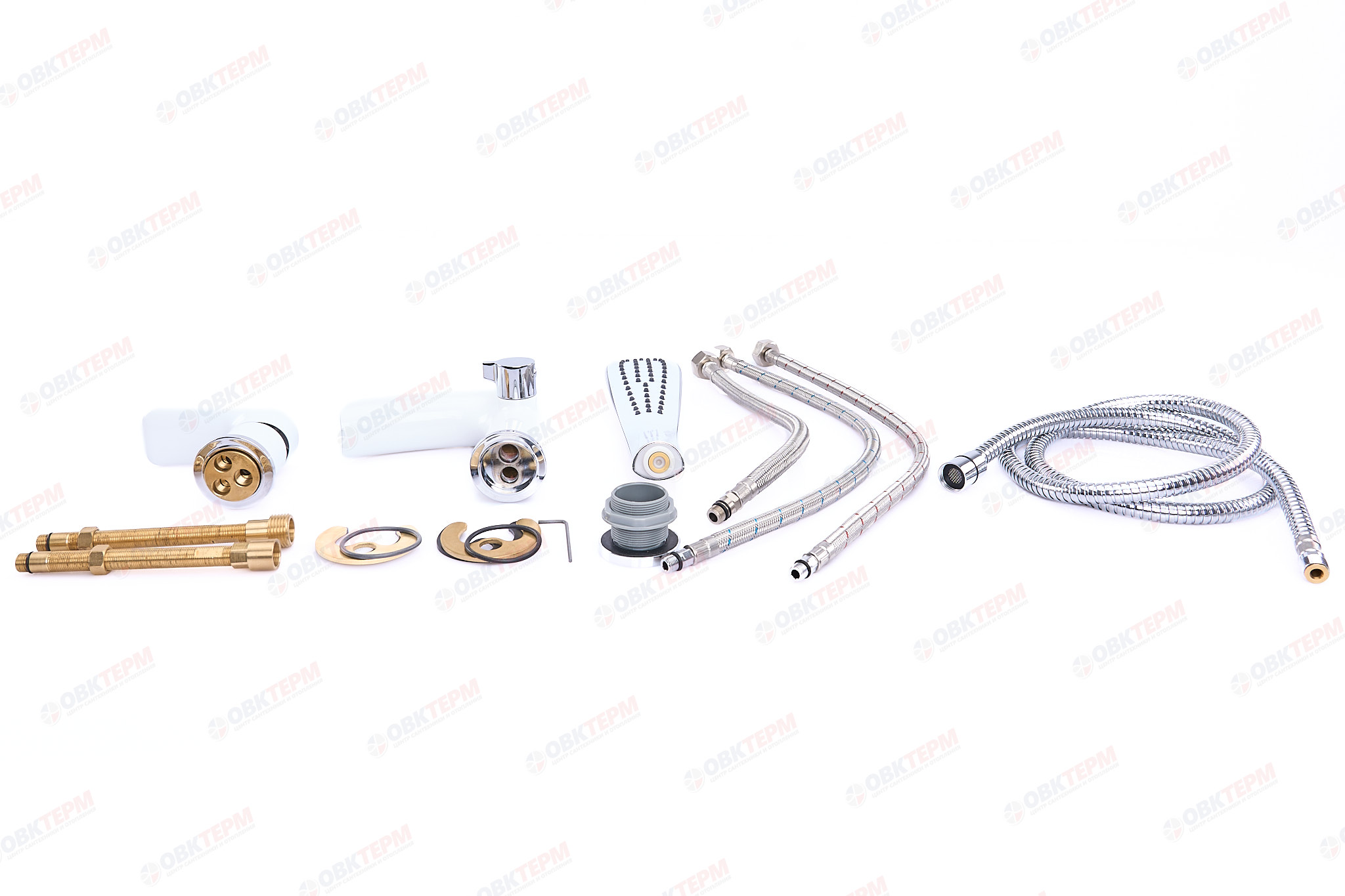 Смеситель врезной, в борт ванны, белый/хром, Ø35мм, лейка 1 реж., G1148-8,  GAPPO - миниатюра №9