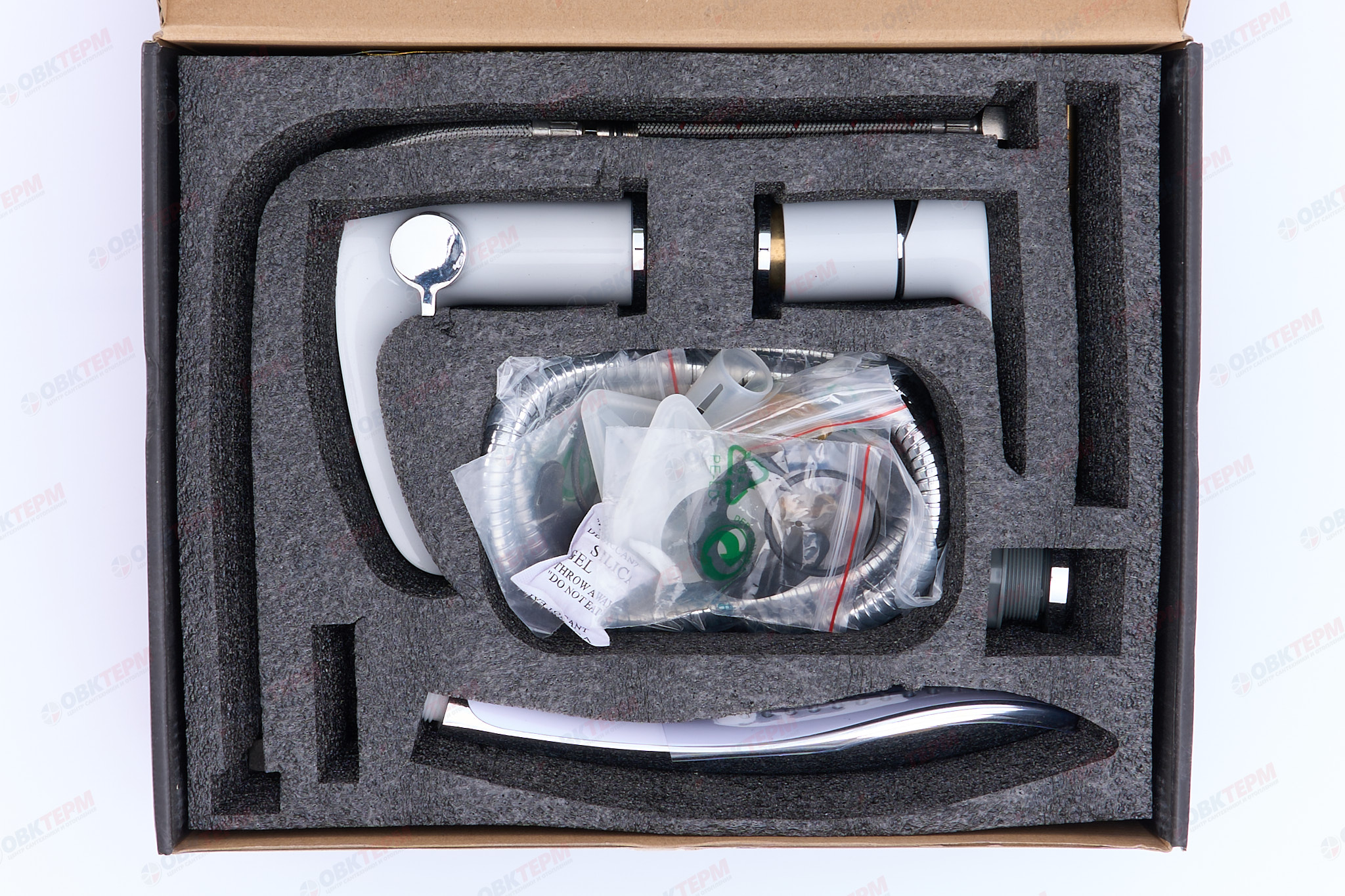 Смеситель врезной, в борт ванны, белый/хром, Ø35мм, лейка 1 реж., G1148-8,  GAPPO - миниатюра №10