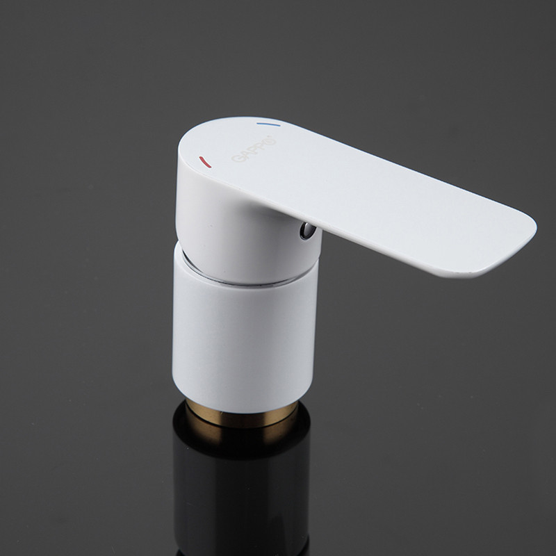 Смеситель врезной, в борт ванны, белый/хром, Ø35мм, лейка 1 реж., G1148-8,  GAPPO - Изображение №4