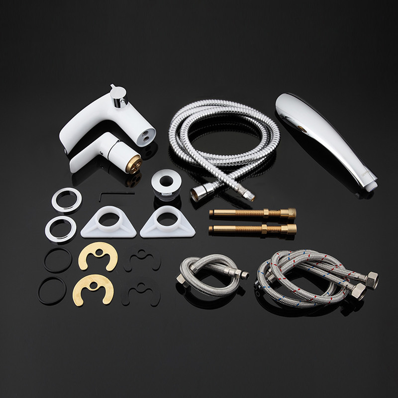 Смеситель врезной, в борт ванны, белый/хром, Ø35мм, лейка 1 реж., G1148-8,  GAPPO - Изображение №5