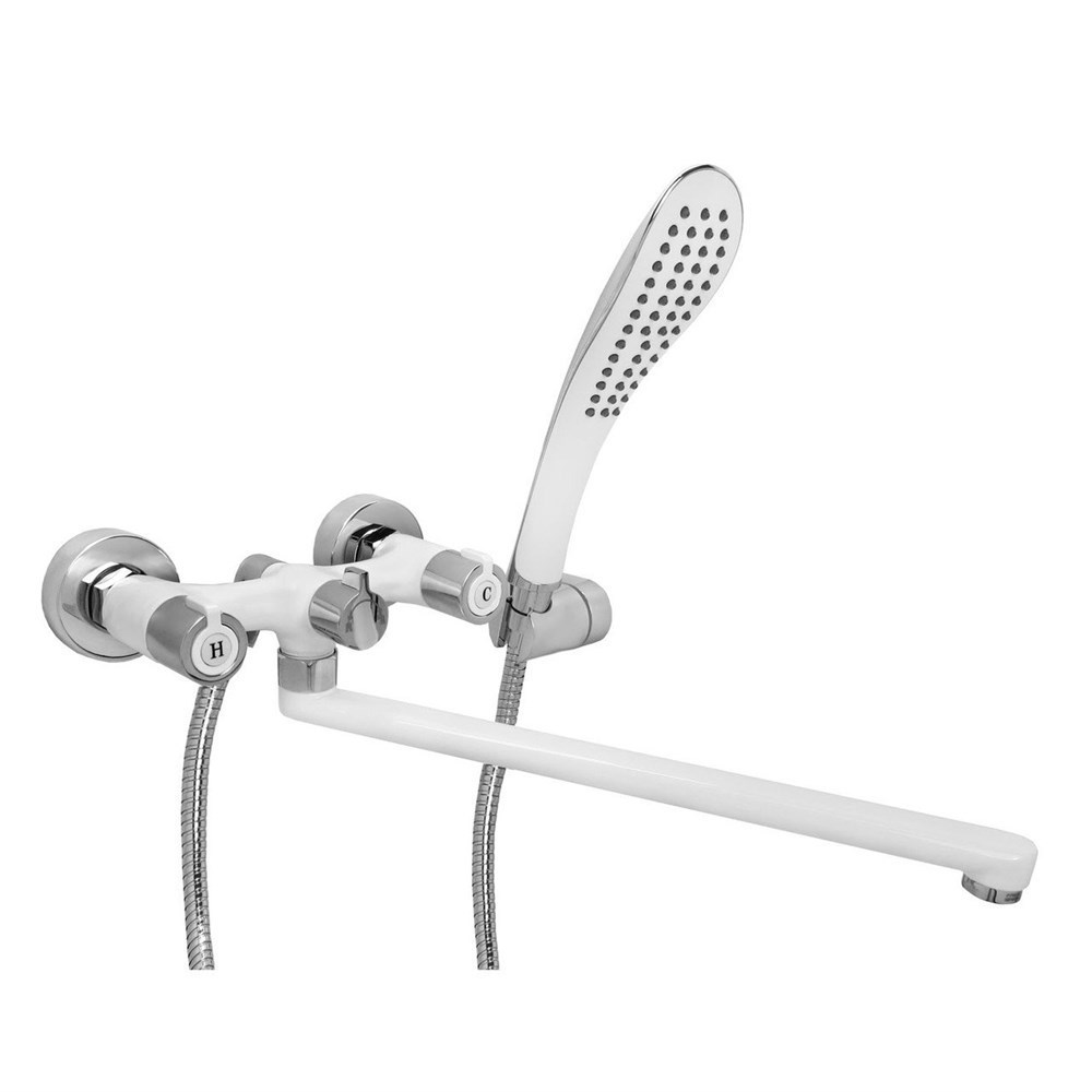 Смеситель д/ванны GAPPO G2249 латунь /белый /керам/буксы /лейка 1 реж. - Изображение №1