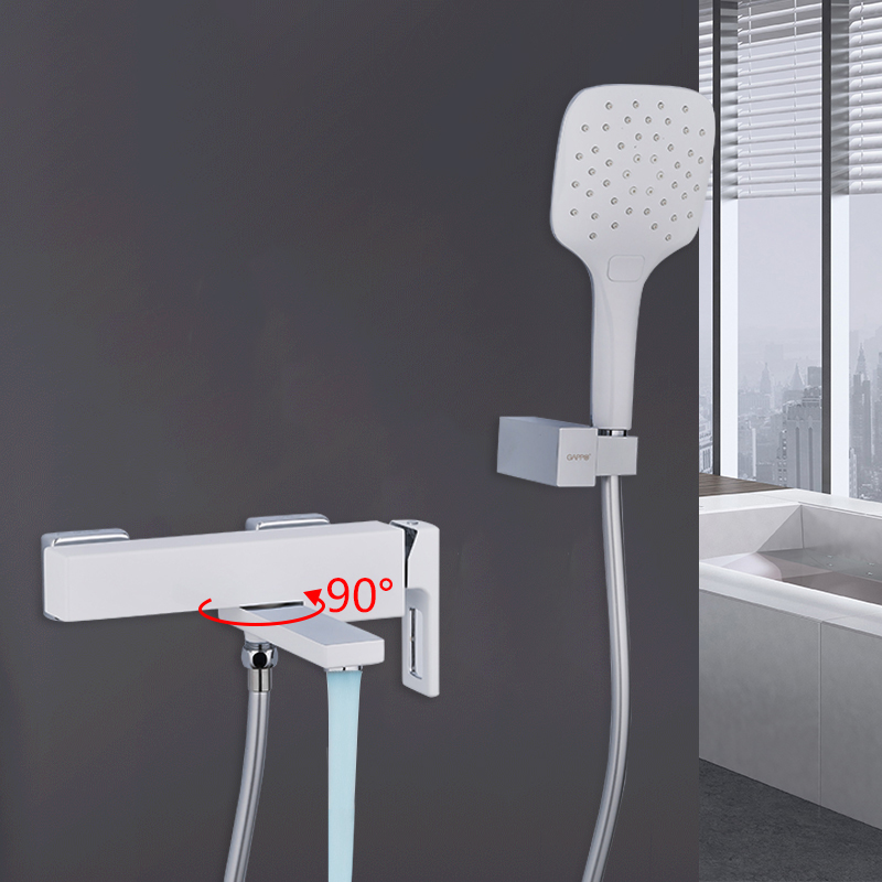 Смеситель д/ванны GAPPO G3217-8 латунь /белый /Ø35мм, лейка 3 реж. - Изображение №3