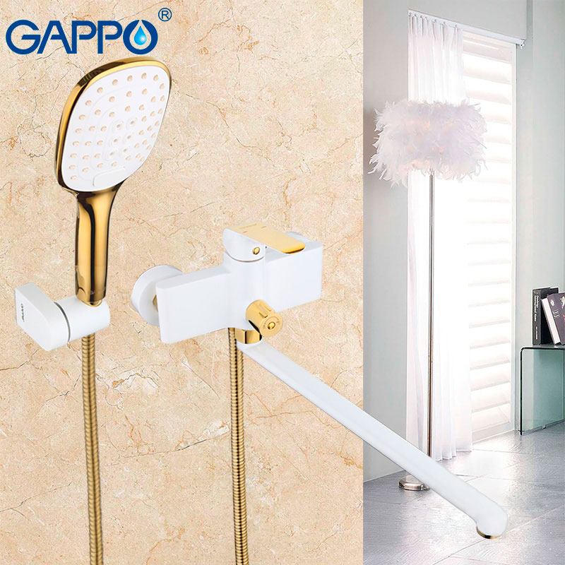 Смеситель д/ванны белый/золото  G2280*  (ф35, длинный  гусак, евро перекл)  GAPPO - миниатюра №8