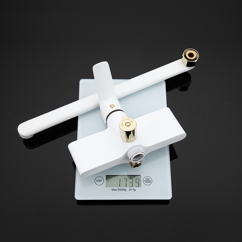 Смеситель д/ванны белый/золото  G2280*  (ф35, длинный  гусак, евро перекл)  GAPPO - Изображение №2