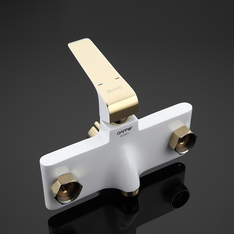 Смеситель д/ванны белый/золото  G2280*  (ф35, длинный  гусак, евро перекл)  GAPPO - Изображение №3