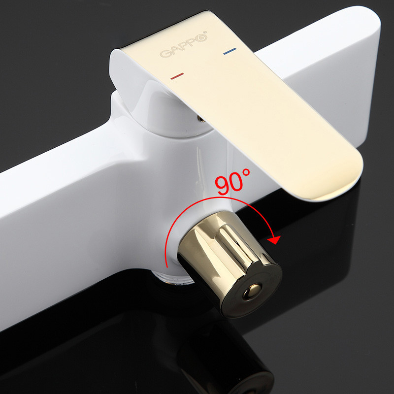 Смеситель д/ванны белый/золото  G2280*  (ф35, длинный  гусак, евро перекл)  GAPPO - Изображение №4