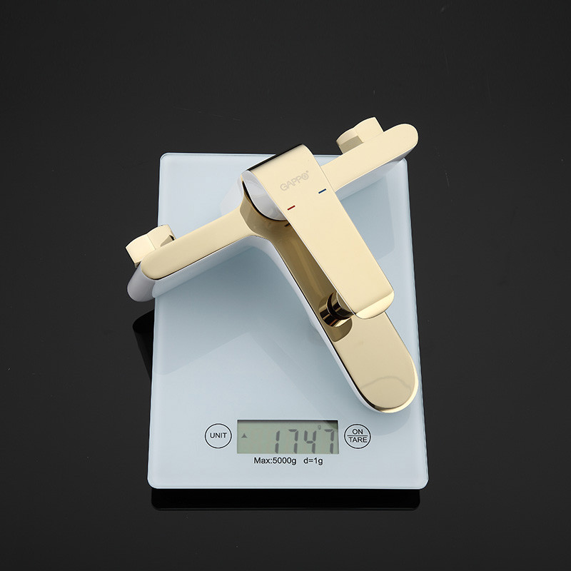 Смеситель д/ванны белый/золото  G3080*  (ф35, короткий гусак, евро перекл)  GAPPO - миниатюра №2