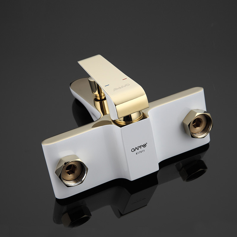 Смеситель д/ванны белый/золото  G3080*  (ф35, короткий гусак, евро перекл)  GAPPO - миниатюра №3